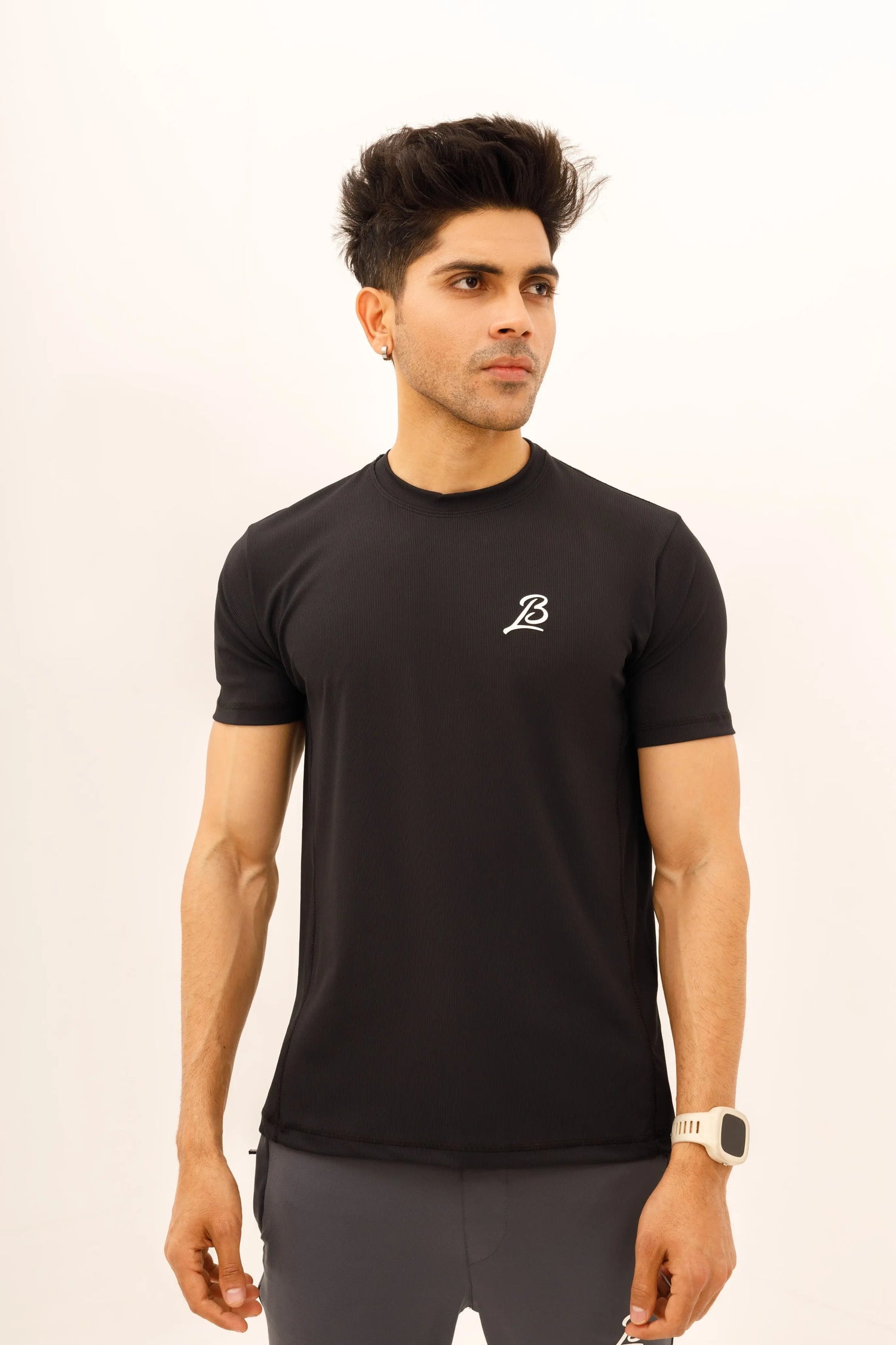 LB. Black Lining Stretchable Fabric T-Shirt LookBuy247