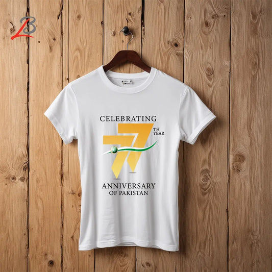 Celebrating 77 Independence Day printed t-shirt. LookBuy247